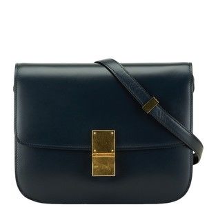 Celine Classic Box Leather Shoulder Bag Blue